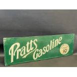 A Pratts Gasoline embossed aluminium advertising sign, 'Commercial users 10d per gallon', 36 x 12".