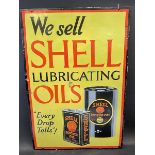 A Shell Lubricating Oils 'Every Drop Tells!' pictorial enamel sign, restored, 24 x 36".