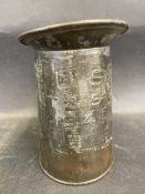 An oil jug with raised lettering 'US LT & S. Co 1941'.