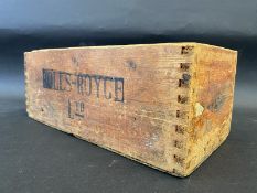 A Rolls-Royce Ltd. Tool Stores wooden box.