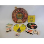 A collection of garage advertising items including BP, Duckhams, Total, Mobil, Esso and Amoco.