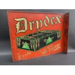 A Drydex Battery pictorial tin advertising sign with hanging flange.