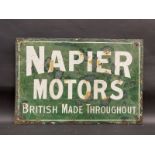 An early Napier Motors rectangular double sided enamel sign by Wildman & Meguyer, lacking hanging