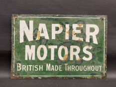 An early Napier Motors rectangular double sided enamel sign by Wildman & Meguyer, lacking hanging