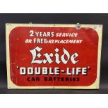 An Exide 'Double-Life' Car Batteries aluminium sign, mounted on board, 24 1/2 x 17".