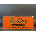 An Exide Batteries 'The Best You Can Buy' rectangular perspex advertising sign on hanging chains, 36
