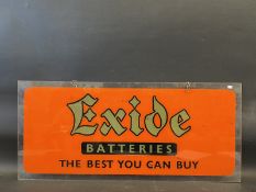 An Exide Batteries 'The Best You Can Buy' rectangular perspex advertising sign on hanging chains, 36