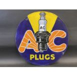A rarely seen AC Plugs circular double sided enamel sign with some high quality professional