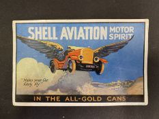 A rare Shell Aviation Motor Spirit 'in the all-gold cans' pictorial postcard, postally used with