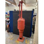 A Gilbarco T8 petrol pump for restoration, one door hinge requires repair, otherwise appears sound.