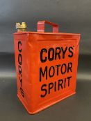 A Cory's Motor Spirit two gallon petrol can by Valor, dated October 1930.