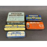 A Vulcan repair outfit tin and four others including Palmer and Halfords.