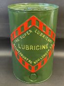 A Lubricine 'Super Lubricant' cylindrical drum with raised lettering.