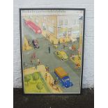 A highly pictorial Esso branded advertising teaching aid, German, 34 1/2 x 47 3/4".