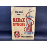A Redex Refresher pictorial tin advertising sign depicting the forecourt dispenser, 17 1/2 x 25".