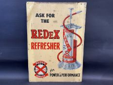 A Redex Refresher pictorial tin advertising sign depicting the forecourt dispenser, 17 1/2 x 25".