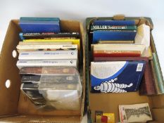 Two boxes of assorted motoring volumes including RREC year books, Dunlop Rankin catalogues, Michelin