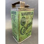 An early Wakefield Castrol Motor Oil quart rectangular can, all green version.