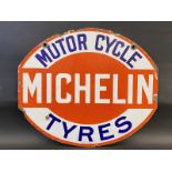 A rare Michelin Motor Cycle Tyres double sided enamel sign in very good original condition, 21 x
