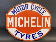 A rare Michelin Motor Cycle Tyres double sided enamel sign in very good original condition, 21 x