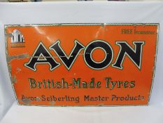 A large Avon Tyres rectangular enamel sign, 60 x 36".