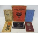 Six Ford related volumes including 1939-40 parts list, ambulance handbook etc.