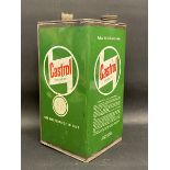 A Castrol Motor Oil square gallon can.