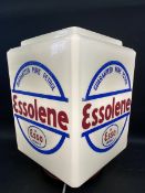 A very rare and large Essolene guaranteed pure petrol four sided glass petrol pump globe in