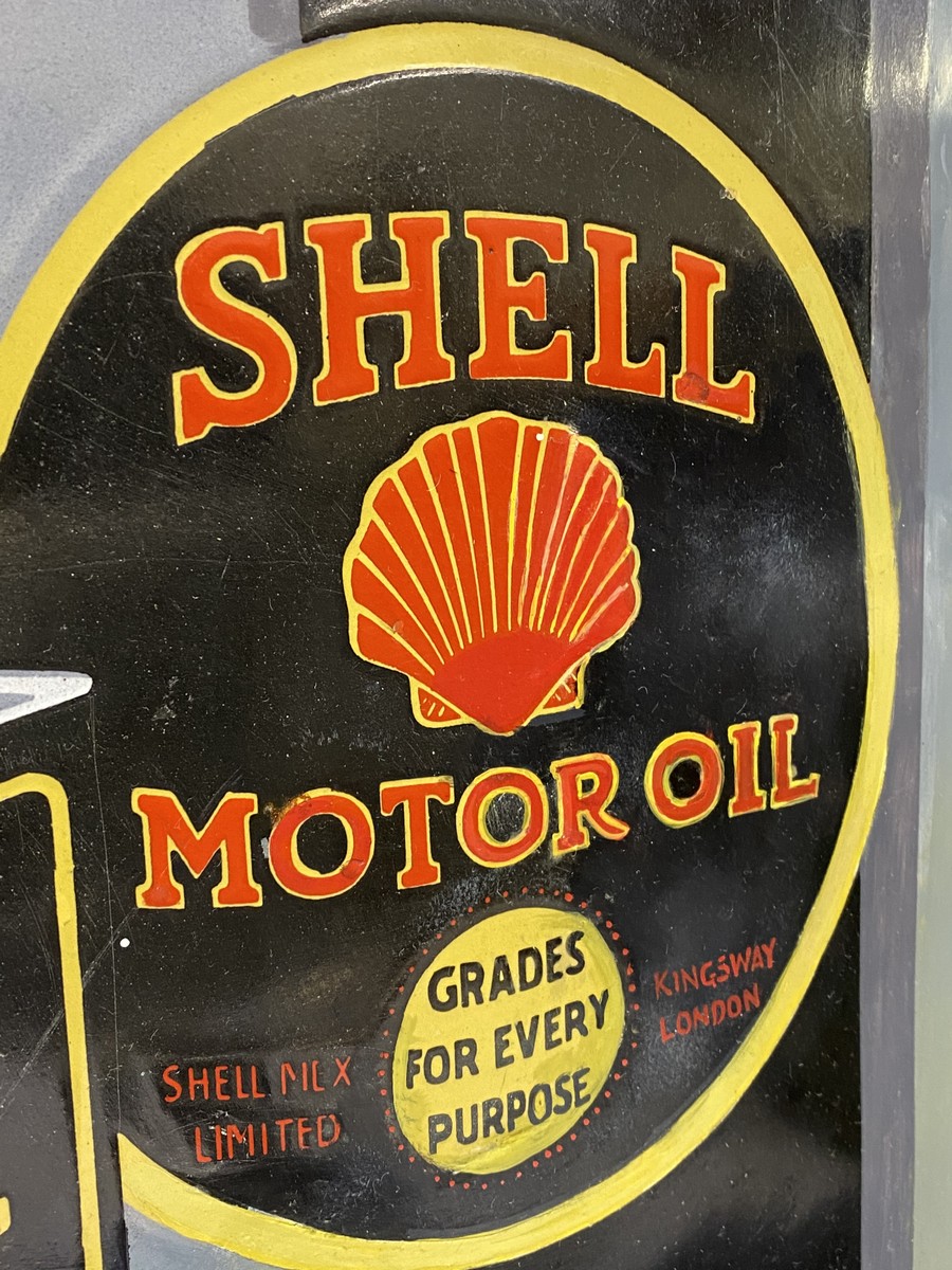 A Shell Lubricating Oils 'Every Drop Tells!' pictorial enamel sign, restored, 24 x 36". - Image 4 of 6