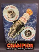 A rare pictorial Champion spark plugs tin advertising sign with some older amateur retouching mainly