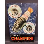 A rare pictorial Champion spark plugs tin advertising sign with some older amateur retouching mainly