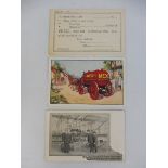 Two original Shell postcards, one depicting Mr Grahame White's aeroplane being filled with Shell