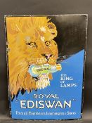 A Royal 'Ediswan' pictorial enamel sign depicting a lion's head, with a bulb in his mouth, restored,