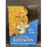 A Royal 'Ediswan' pictorial enamel sign depicting a lion's head, with a bulb in his mouth, restored,