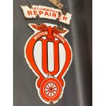 An early Motor Union double sided enamel sign with its rarely seen 'Recommended Repairer' double