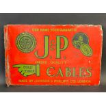 A rare J & P (Johnson & Phillips Ltd) Cables double sided enamel sign with hanging flange, 18 x