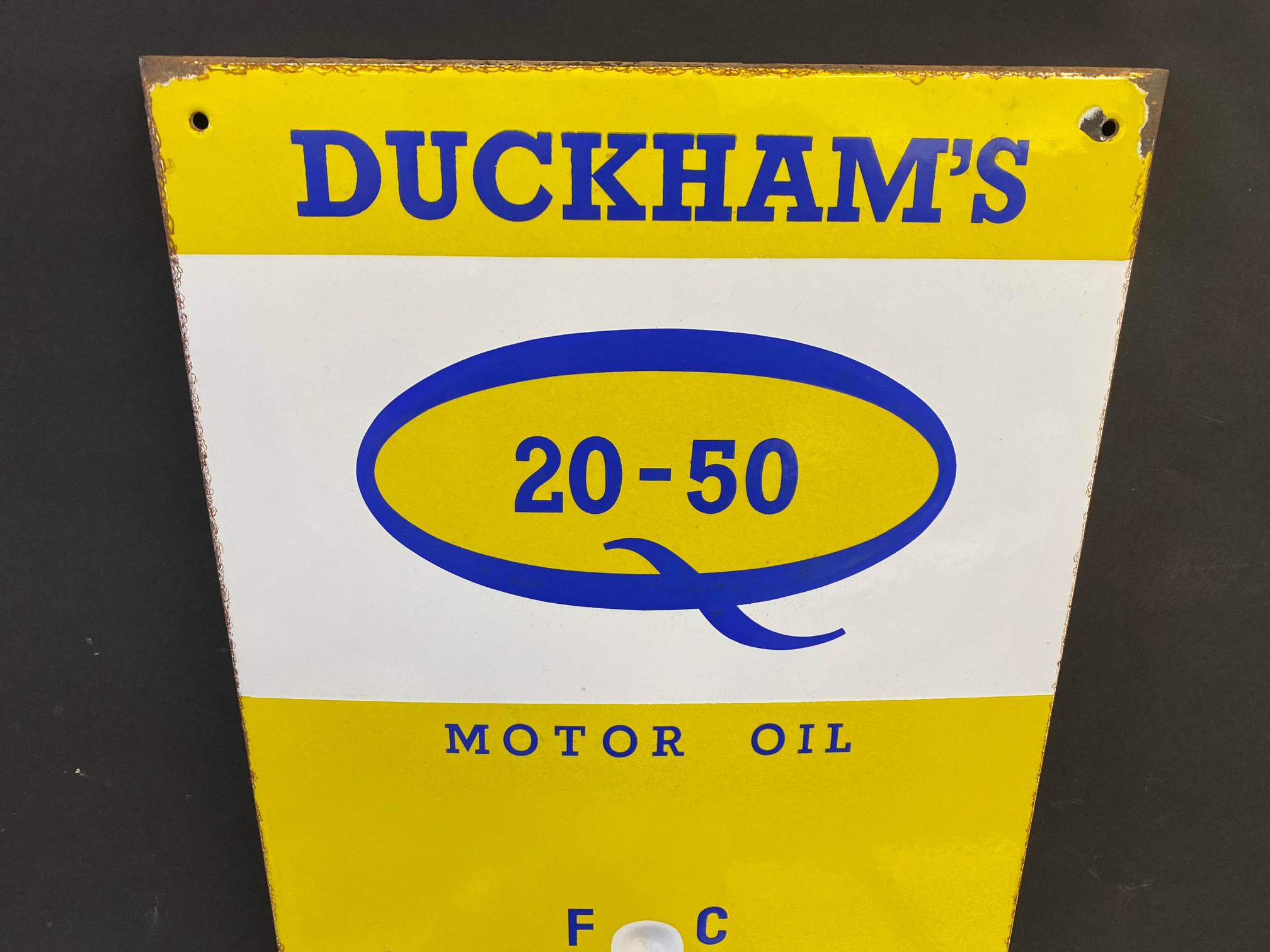A Duckham's 20-50 Motor Oil enamel thermometer in very good condition, complete with working tube, - Image 2 of 5