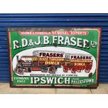 An R.D. & J.B. Fraser Ltd House Furnishers and Removals of Ipswich pictorial enamel sign depicting a