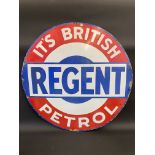 A Regent British Petrol circular enamel sign with some retouching, 36" diameter.