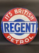 A Regent British Petrol circular enamel sign with some retouching, 36" diameter.