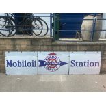 A set of three enamel signs advertising Mobiloil Tecalamit Car Valeting Service, each sign 40 x 30".