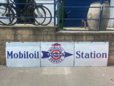 A set of three enamel signs advertising Mobiloil Tecalamit Car Valeting Service, each sign 40 x 30".