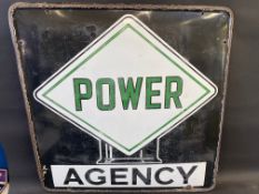 A Power Agency enamel sign with globe motif to the centre, 35 x 25".