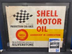 A large framed and glazed original Shell Motor Oil advertising poster, detailing a win by Mr. N.R.