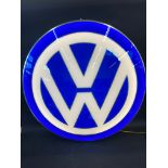 A VW circular garage showroom illuminated advertising sign, 40" diameter.
