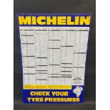 A Michelin tin tyre pressure sign, 24 3/4 x 34".