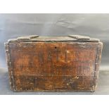 A very rare Pratt's Motor Car Spirit wooden packing crate containing four two gallon petrol cans,