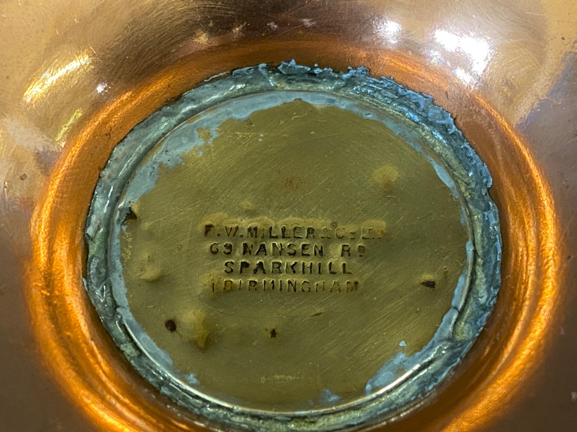 A copper ashtray with an enamel disc inset, advertising Blue Bird Petrol. - Image 3 of 3