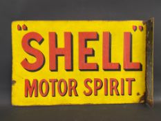 A Shell Motor Spirit double sided enamel sign with hanging flange, 24 x 15".