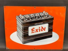 An Exide batteries pictorial enamel advertising sign, 24 x 18".